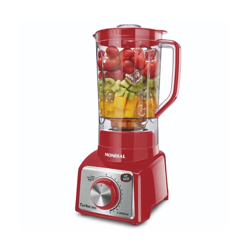 Licuadora Mondial Turbo Inox L-1200 3L 1200W 220V - Rojo