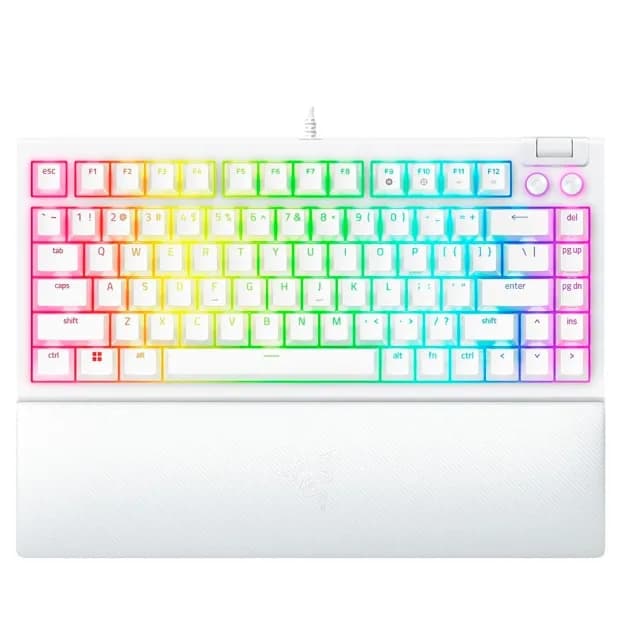 Teclado Mecánico Gamer Razer BlackWidow V4 75% Hot-Swap RGB Inglés - Blanco